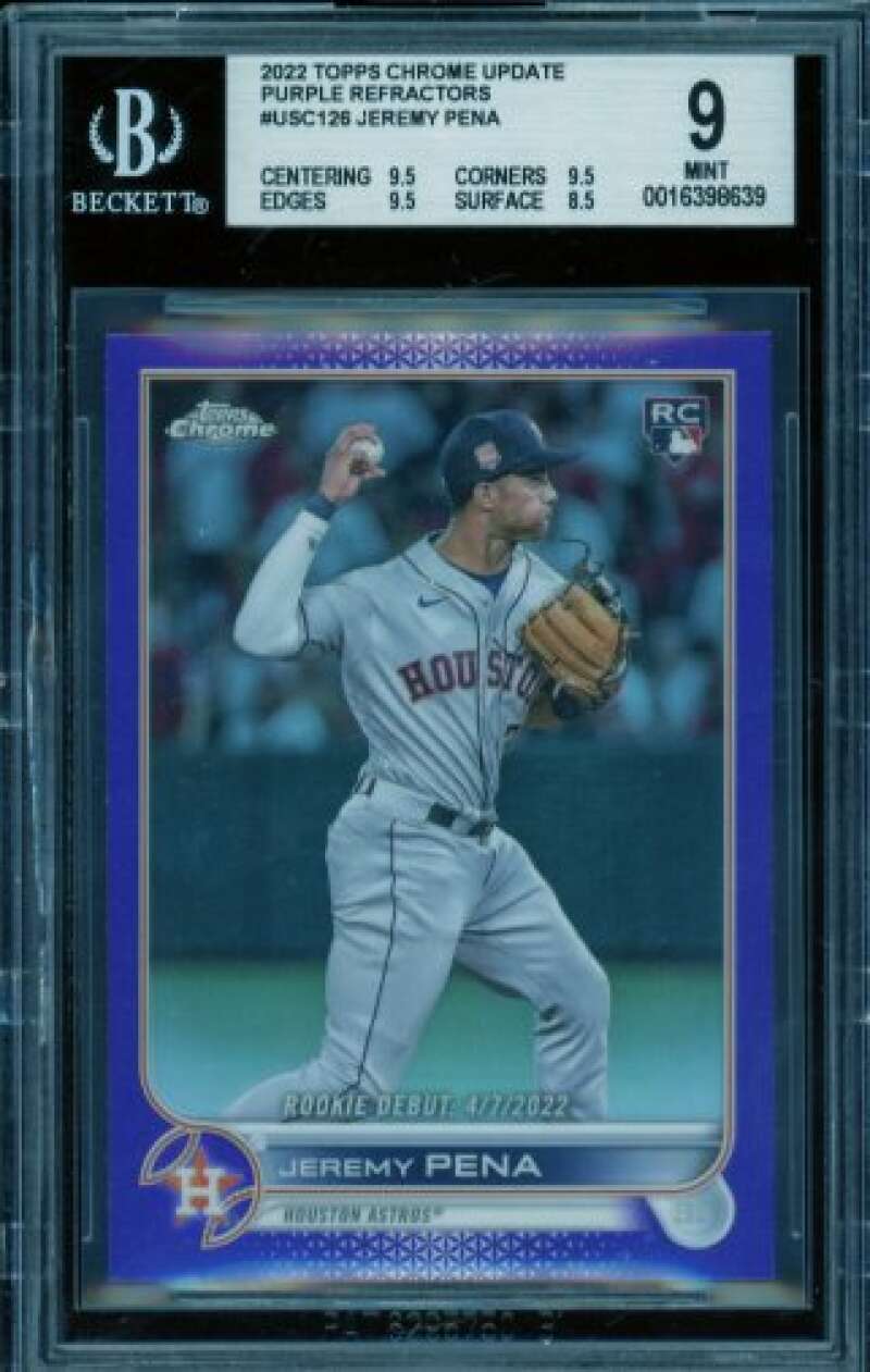 Jeremy Pena Rookie Card 2022 Topps Chrome Update Purple Refractors #USC126 BGS 9 Image 1