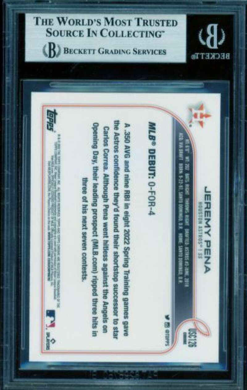 Jeremy Pena Rookie Card 2022 Topps Chrome Update Purple Refractors #USC126 BGS 9 Image 2