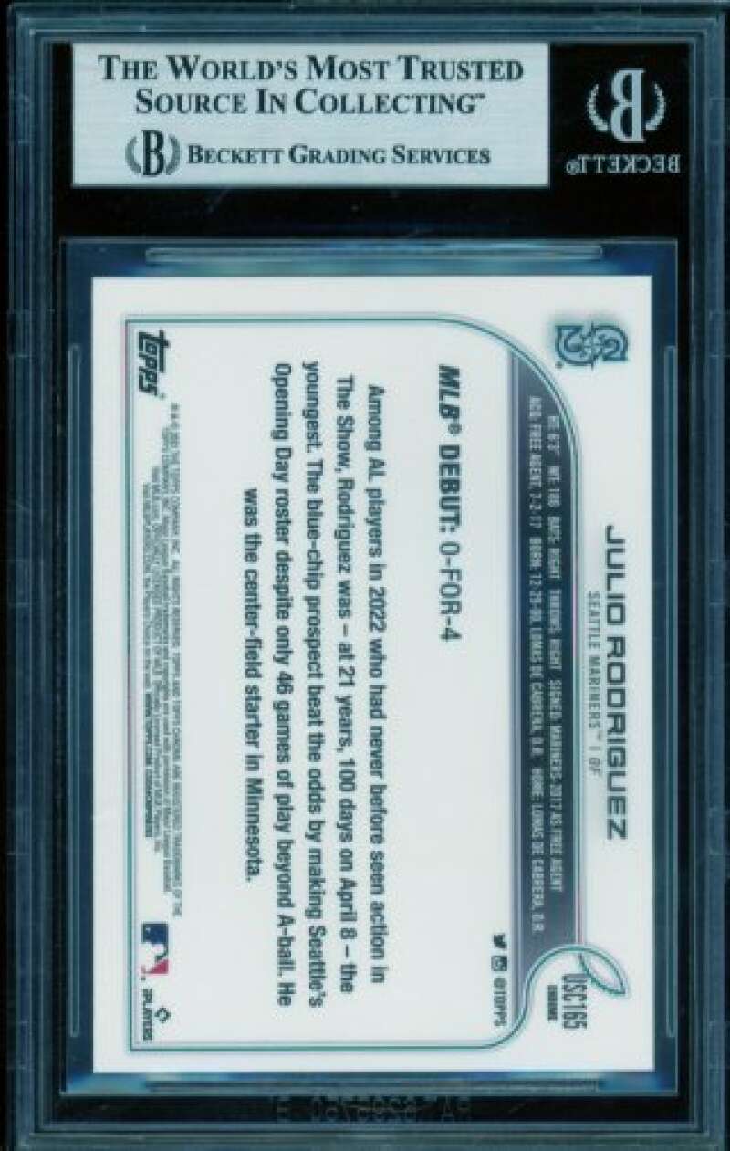 Julio Rodriguez Card 2022 Topps Chrome Update Purple Refractors #USC165 BGS 9 Image 2