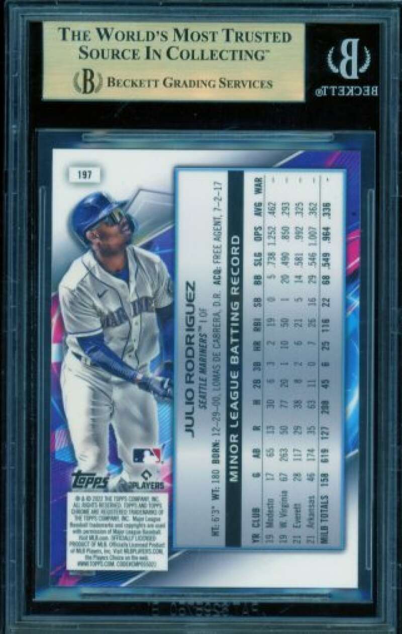 Julio Rodriguez Card 2022 Topps Cosmic Chrome #197 (PRISTINE) BGS 10 Image 2
