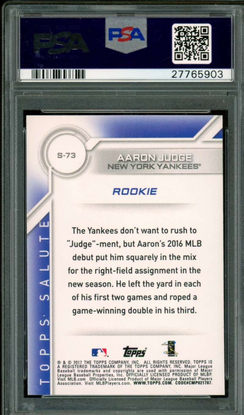 Aaron Judge Rookie Card 2017 Topps Salute #S-73 PSA 9 (Holder Scratches) Image 2