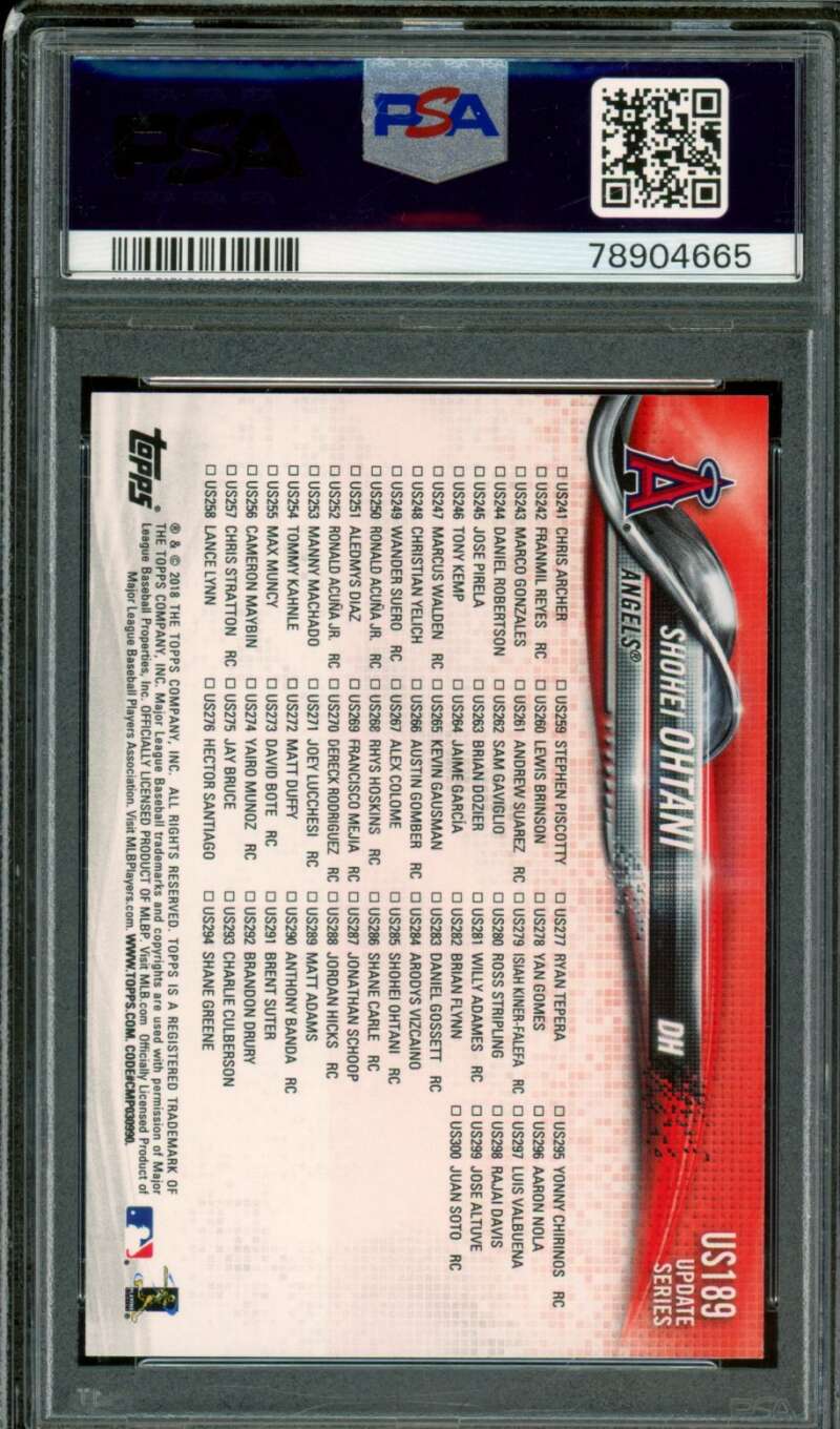 Shohei Ohtani Rookie Card 2018 Topps Update #US189 PSA 9 (Holder Scratches) Image 2