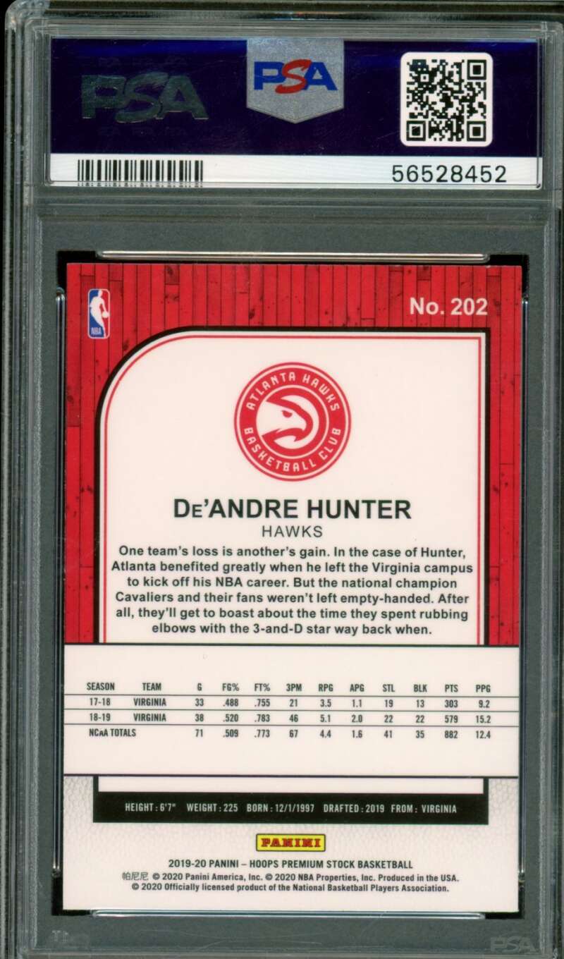 De'Andre Hunter Rookie 2019-20 Hoops Premium Stock #202 PSA 9 (Holder Scratches) Image 2