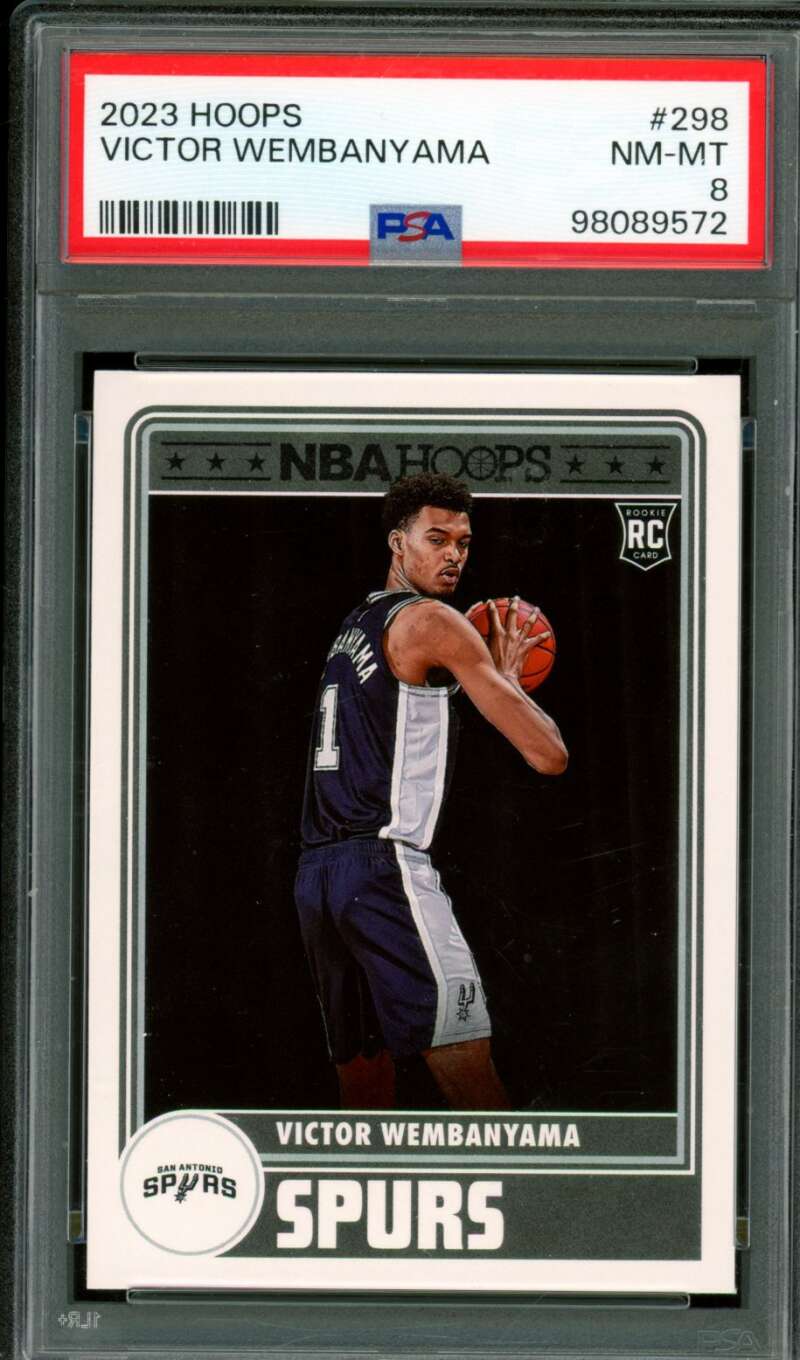 Victor Wembanyama Rookie Card 2023-24 Hoops #298 PSA 8 (Holder Scratches) Image 1
