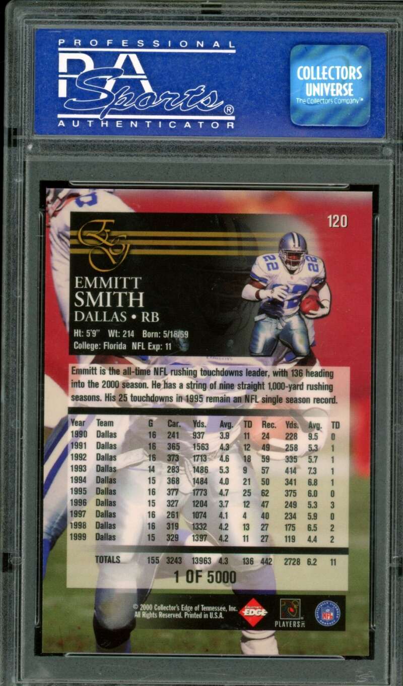 Emmitt Smith 2000 Coll. Edge Graded Uncirculated #120 PSA 9 (Holder Sratches) Image 2