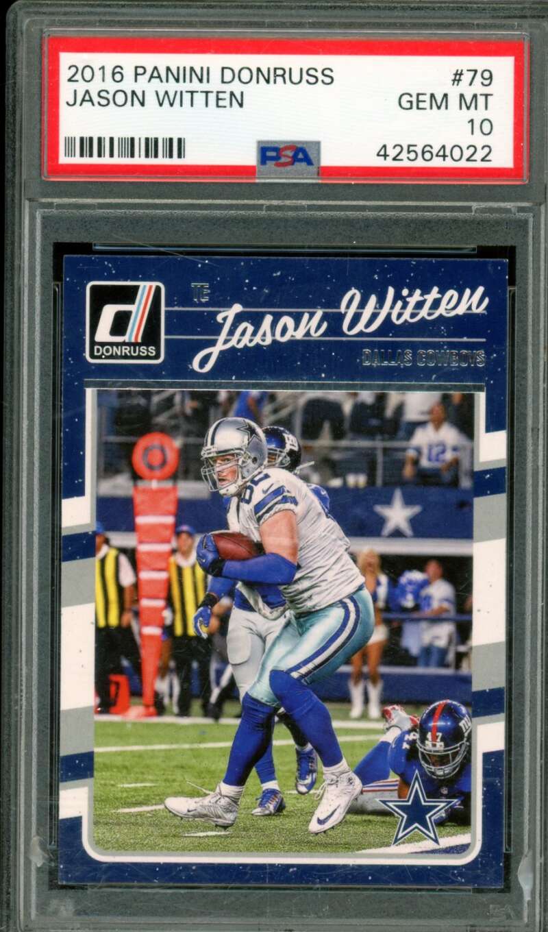 Jason Witten Card 2016 Panini Donruss #79 PSA 10 (Holder Scratches) Image 1