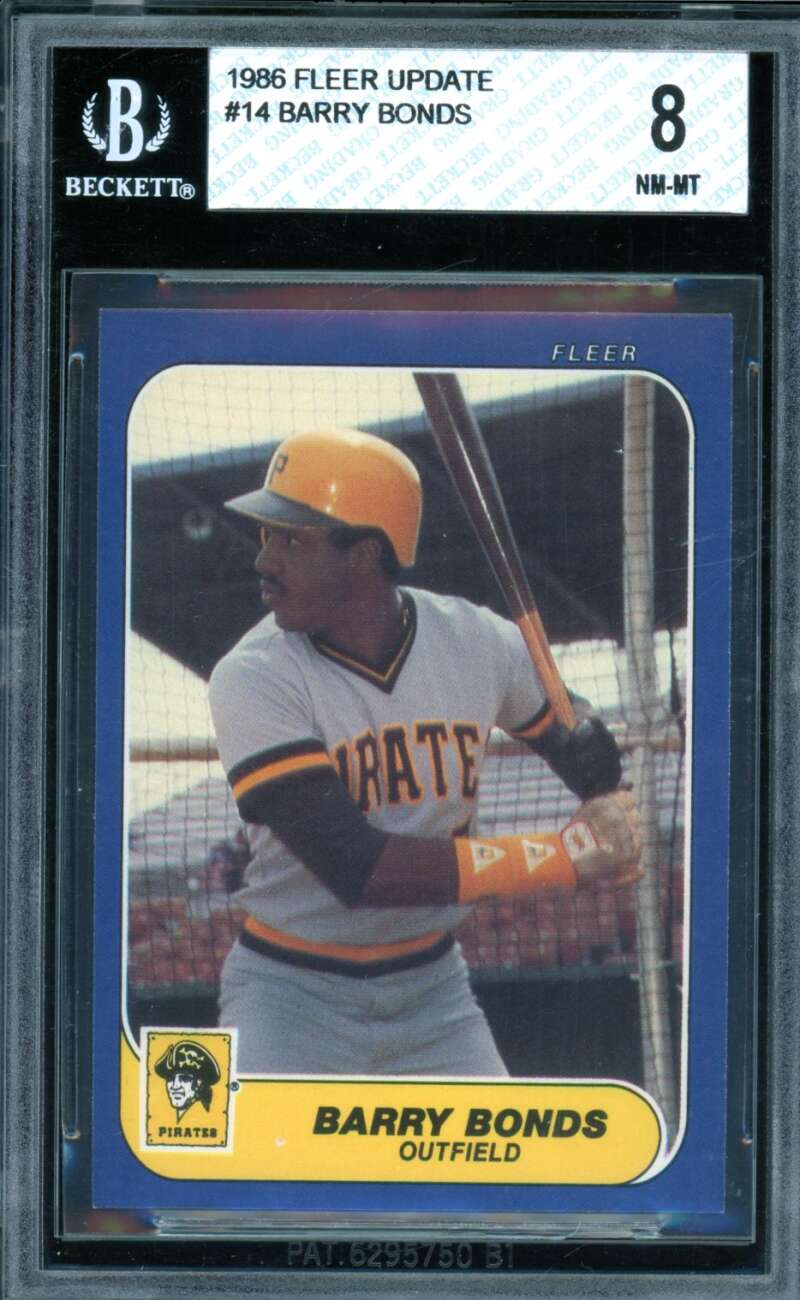 Barry Bonds Rookie Card 1986 Fleer Update #14 BGS 8 Image 1