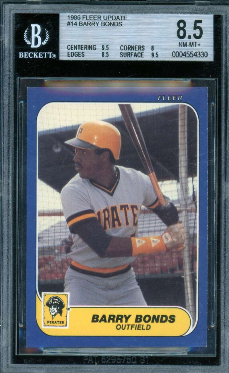 Barry Bonds Rookie Card 1986 Fleer Update #14 BGS 8.5 Image 1