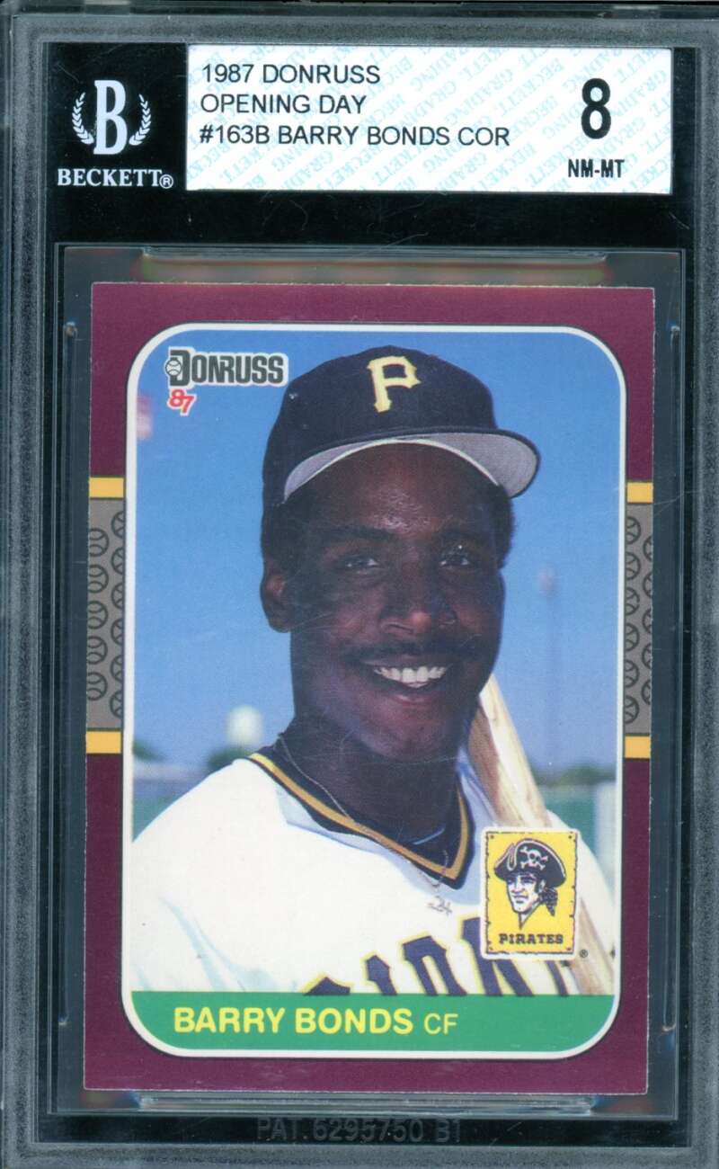 Barry Bonds Rookie Card 1987 Donruss Opening Day #163B BGS 8 Image 1