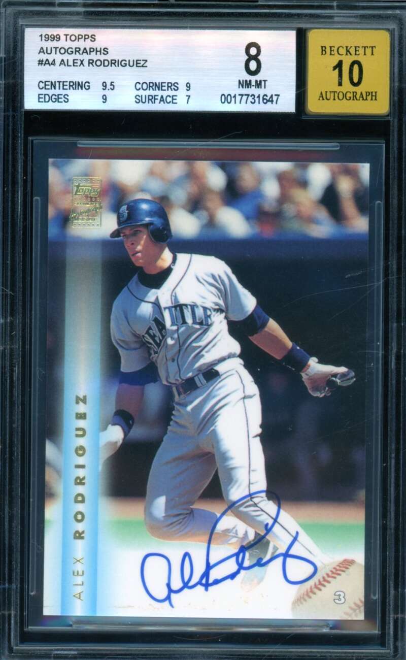 Alex Rodriguez Card 1999 Topps Autographs #A4 BGS 8 Image 1