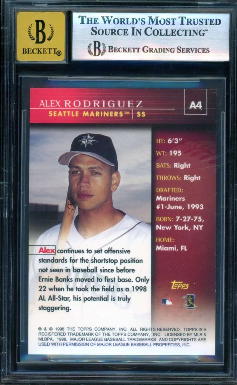 Alex Rodriguez Card 1999 Topps Autographs #A4 BGS 8 Image 2