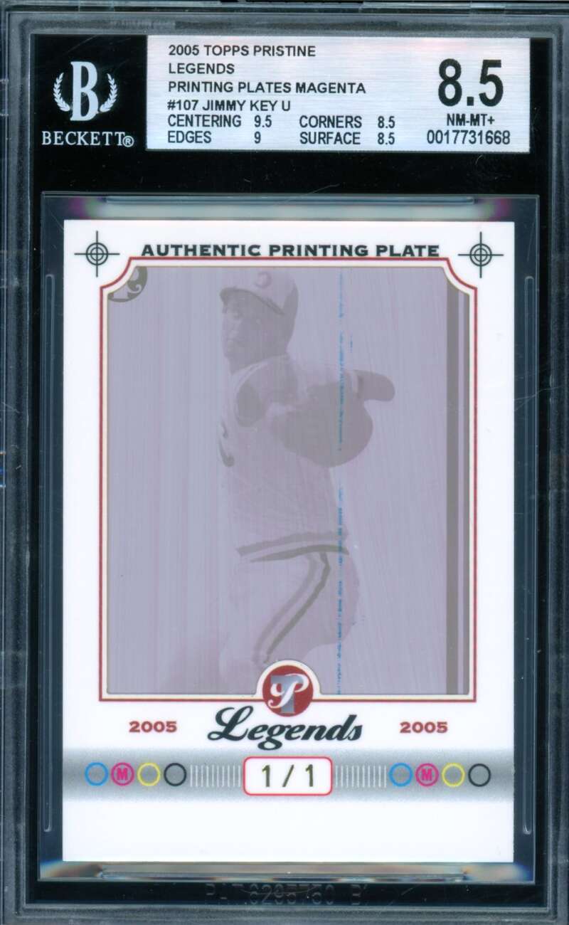 Jimmy Key 2005 Topps Pristine Legends Printing Plates Magenta (1/1) #107 BGS 8.5 Image 1