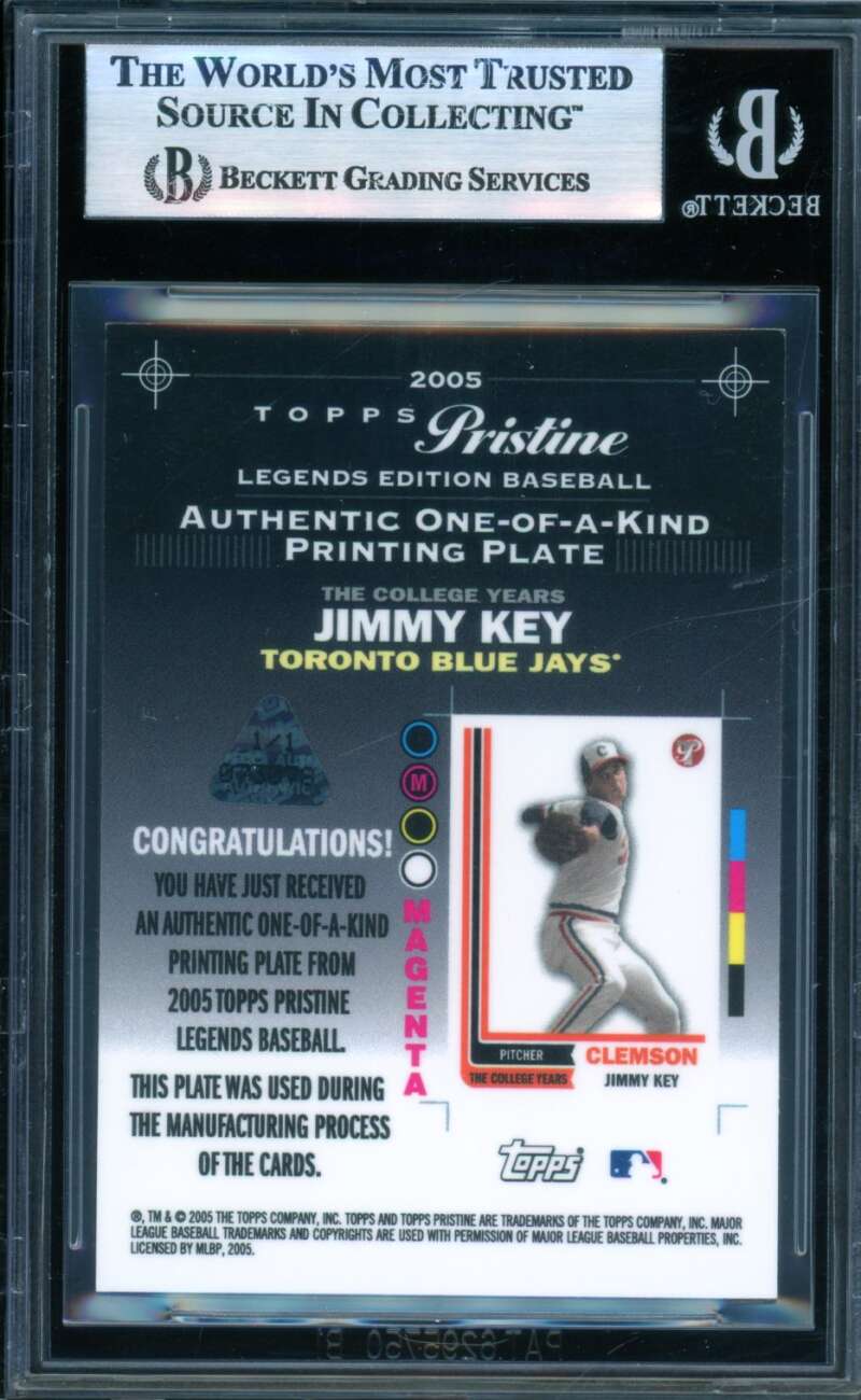 Jimmy Key 2005 Topps Pristine Legends Printing Plates Magenta (1/1) #107 BGS 8.5 Image 2