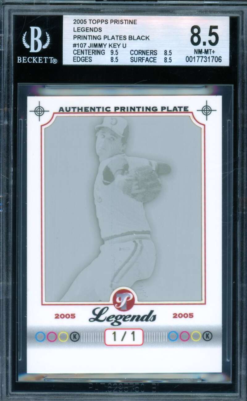 Jimmy Key 2005 Topps Pristine Legends Printing Plates Black (1/1) #107 BGS 8.5 Image 1