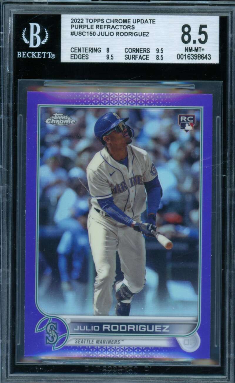 Julio Rodriguez Rookie 2022 Topps Chrome Update Purple Refractors #150 BGS 8.5 Image 1