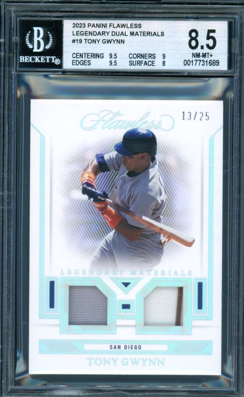 Tony Gwynn 2023 Panini Flawless Legendary Dual Materials (13/25) #19 BGS 8.5 Image 1