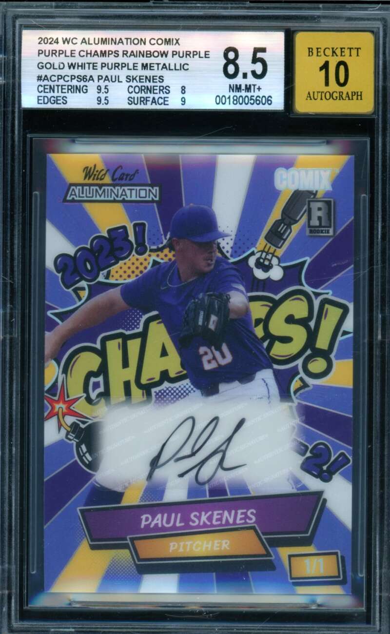 Paul Skenes Rookie Card 2024 Wc Alumination Comix Autograph (1/1) #6 BGS 8.5 Image 1