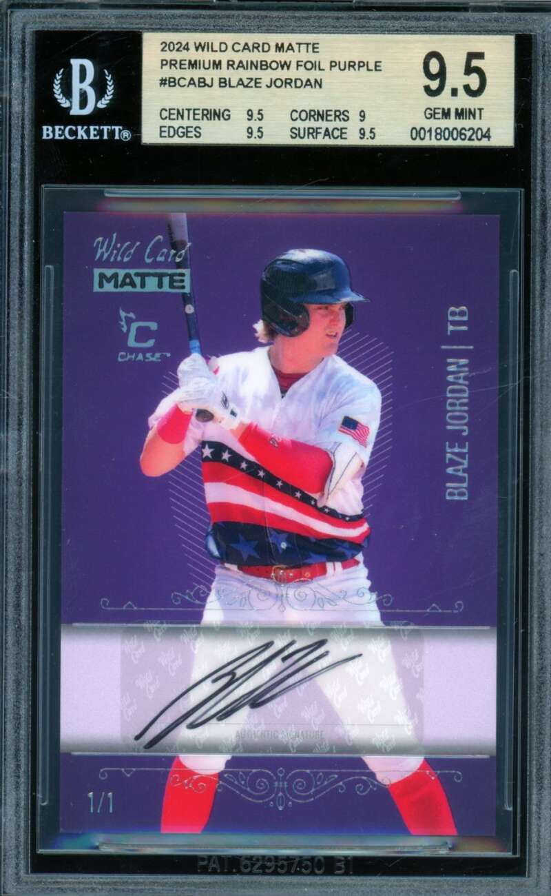 Blaze Jordan Rookie 2024 Wild Card Matte Rainbow Purple (1/1) #Bcabj BGS 9.5 Image 1