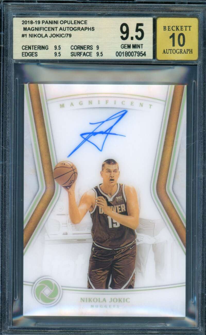 Nikola Jokic 2018-19 Panini Opulence Magnificent Autograph ((pop 1) #1 BGS 9.5 Image 1