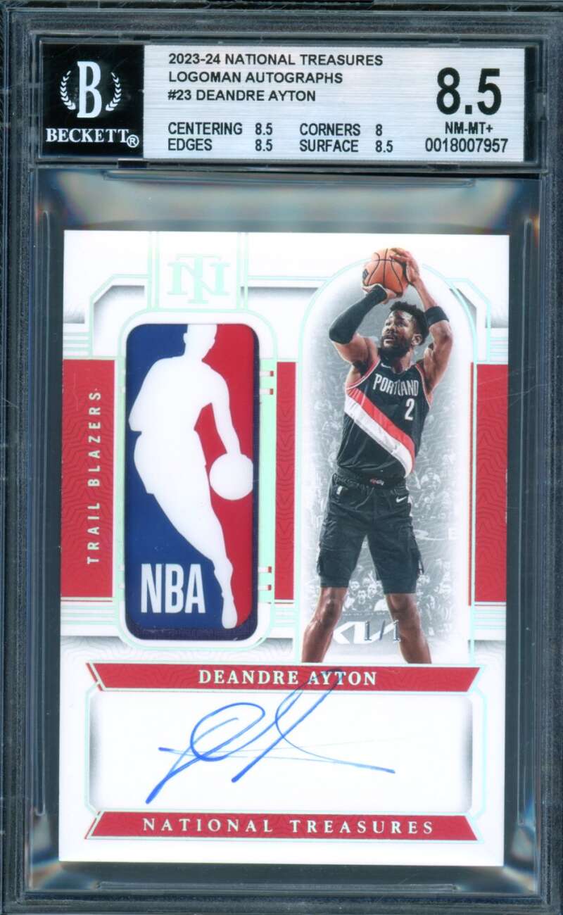 Deandre Ayton 2023-24 National Treasures Logoman Autographs (1/1) #23 BGS 8.5 Image 1