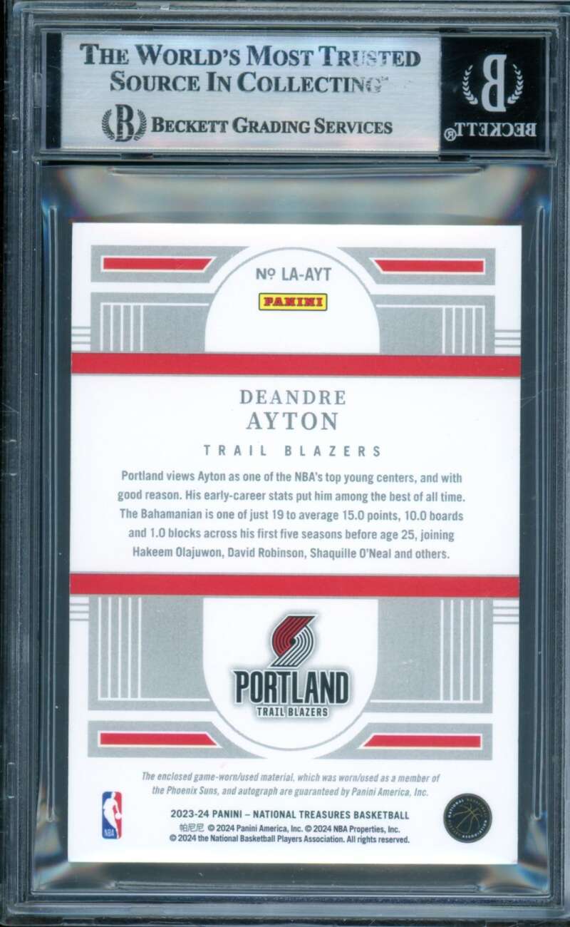 Deandre Ayton 2023-24 National Treasures Logoman Autographs (1/1) #23 BGS 8.5 Image 2