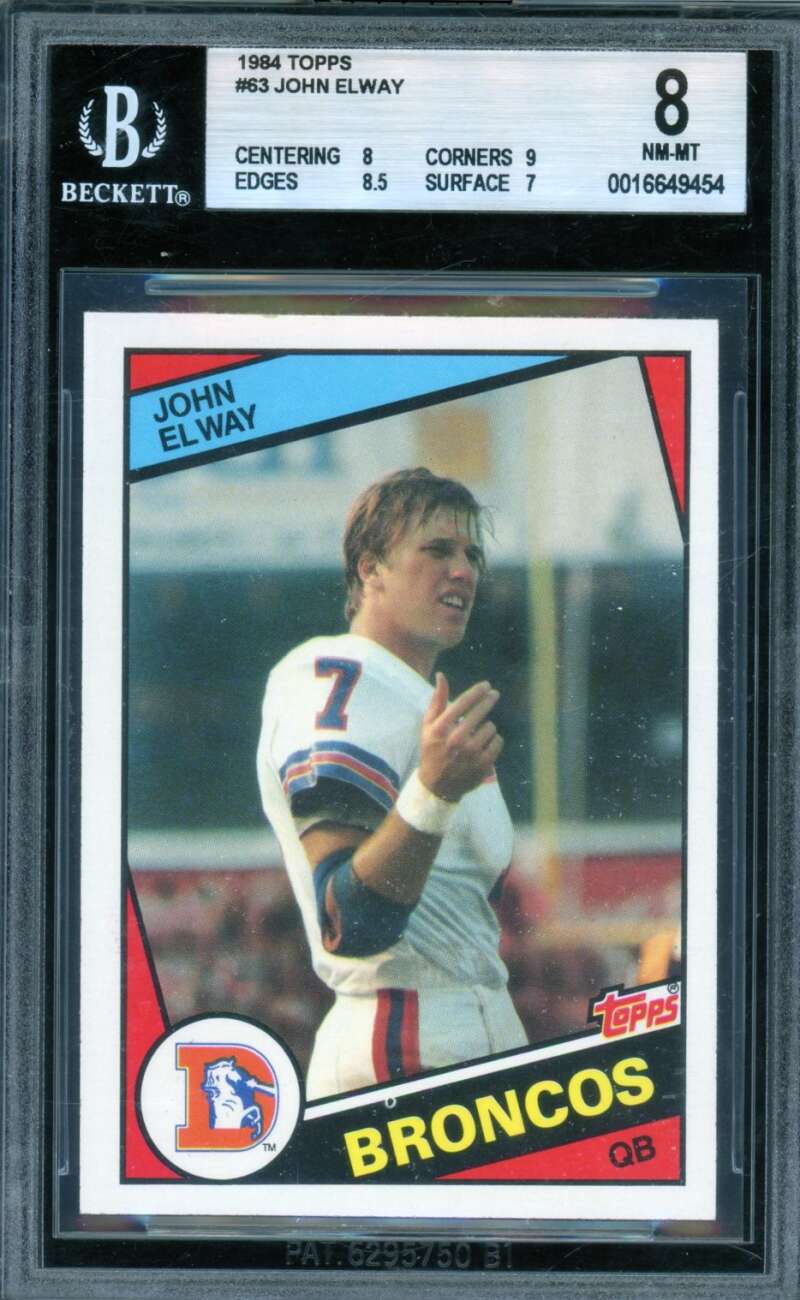 John Elway Rookie Card 1984 Topps #63 BGS 8 Image 1