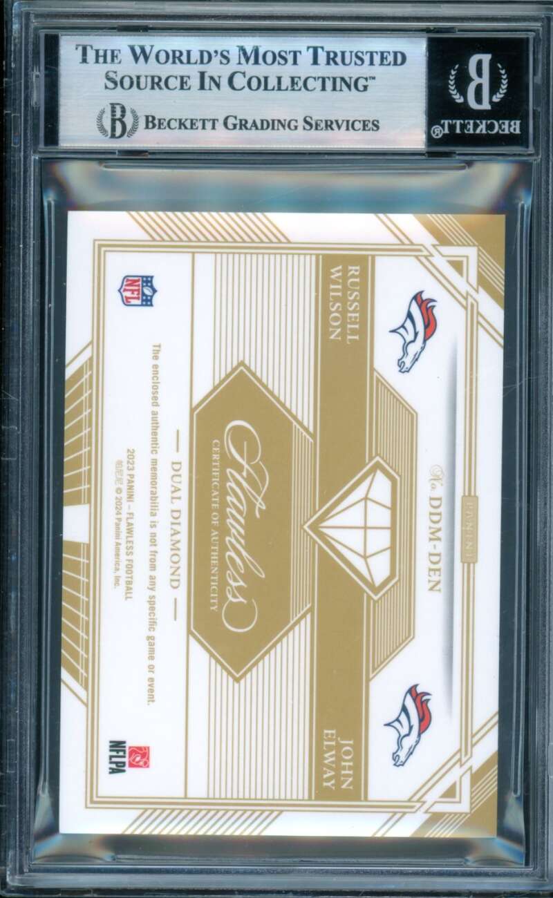 John Elway/Russell Wilson 2023 Flawless Dual Diamond Mem Emerald (4/5) #7 BGS 9 Image 2