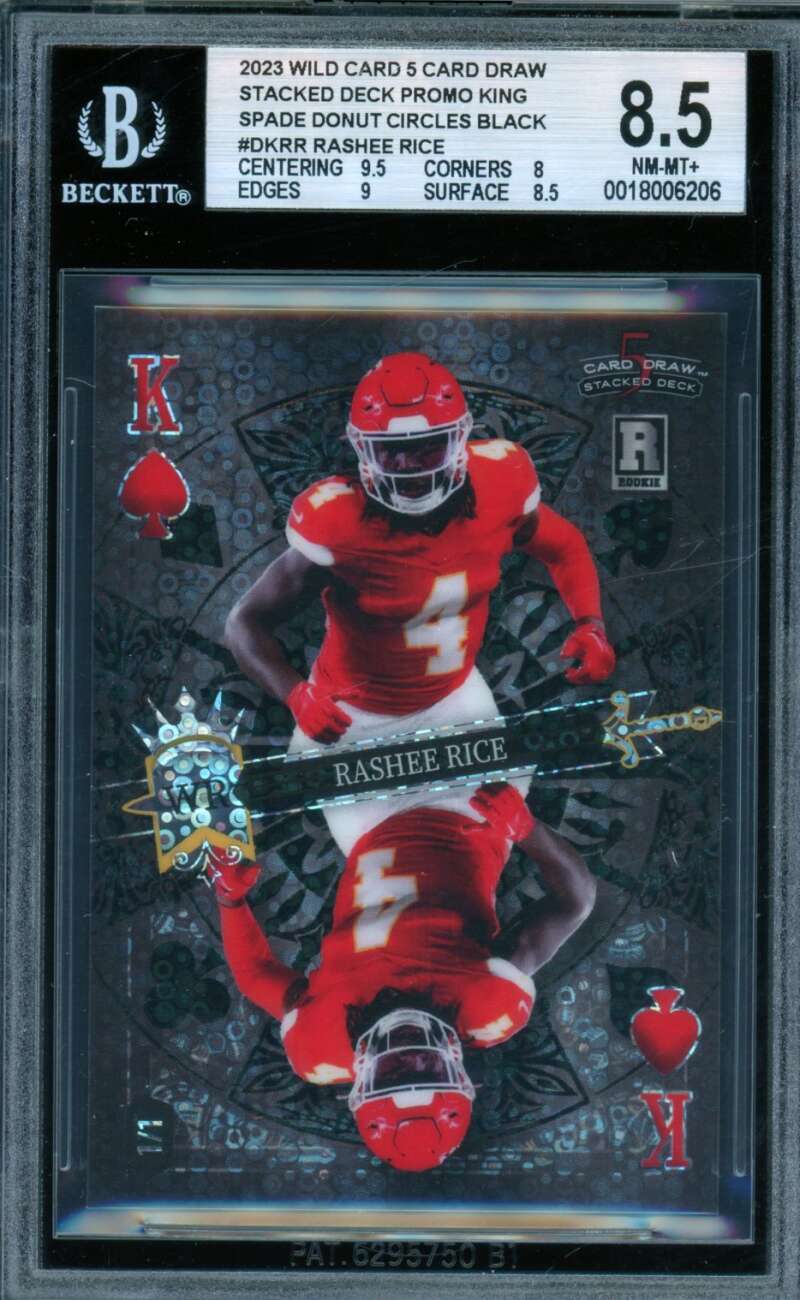 Rashee Rice Rookie 2023 Wild Card Spade Donut Circles Black (1/1) #DKRR BGS 8.5 Image 1