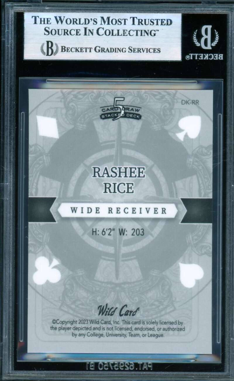 Rashee Rice Rookie 2023 Wild Card Spade Donut Circles Black (1/1) #DKRR BGS 8.5 Image 2