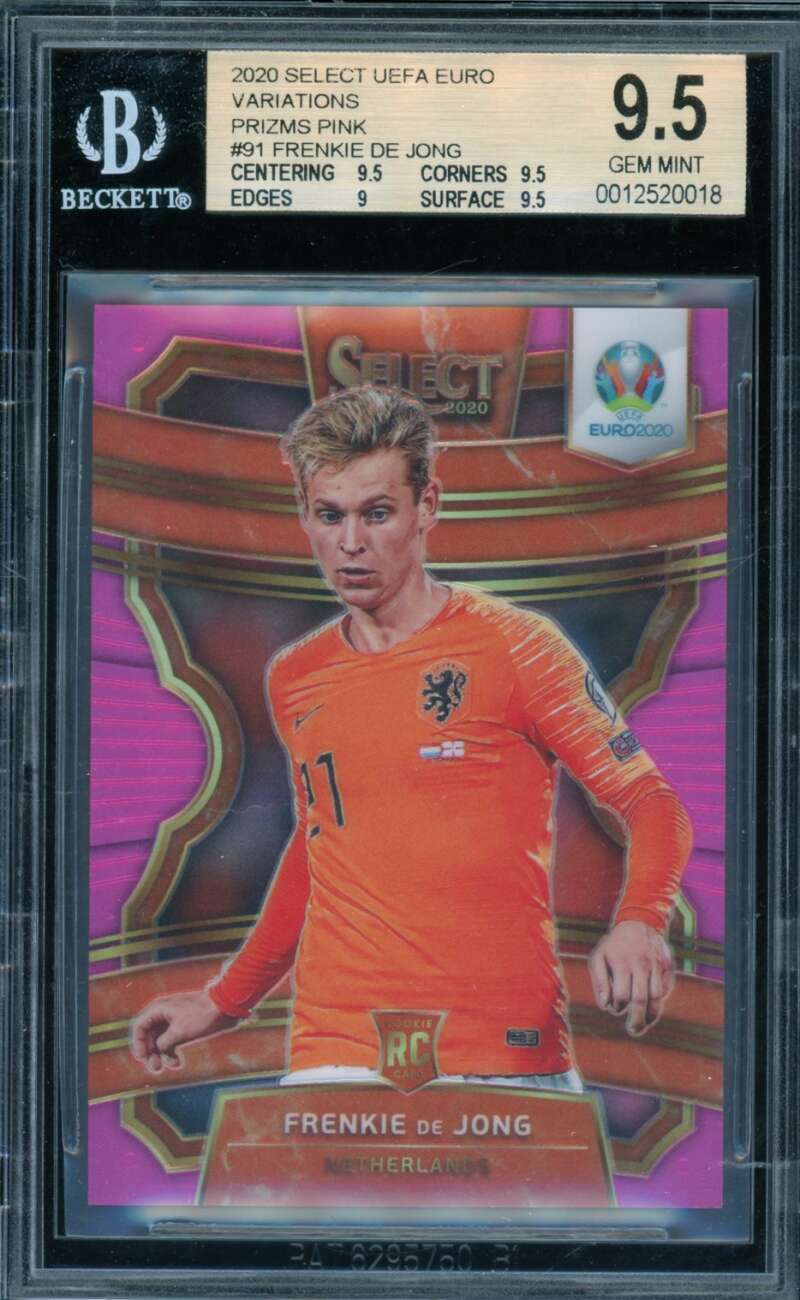 Frenkie De Jong Rookie 2020 Select Uefa Euro Variations Prizms Pink #91 BGS 9.5 Image 1