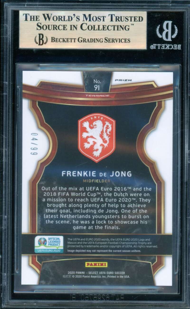 Frenkie De Jong Rookie 2020 Select Uefa Euro Variations Prizms Pink #91 BGS 9.5 Image 2