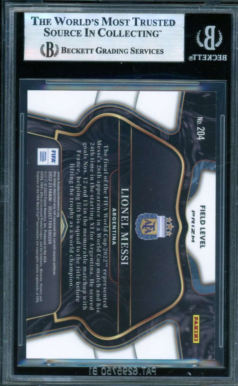 Lionel Messi Card 2022-23 Select FIFA White #204 (Missing Serial Number) BGS 8 Image 2