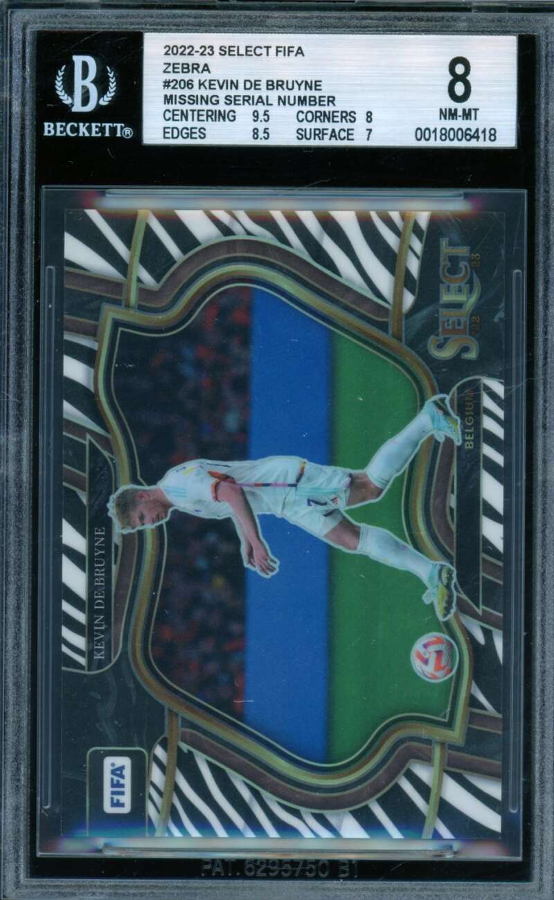 Kevin De Bruyne 2022-23 Select FIFA Zebra (Missing Serial Number) #206 BGS 8 Image 1