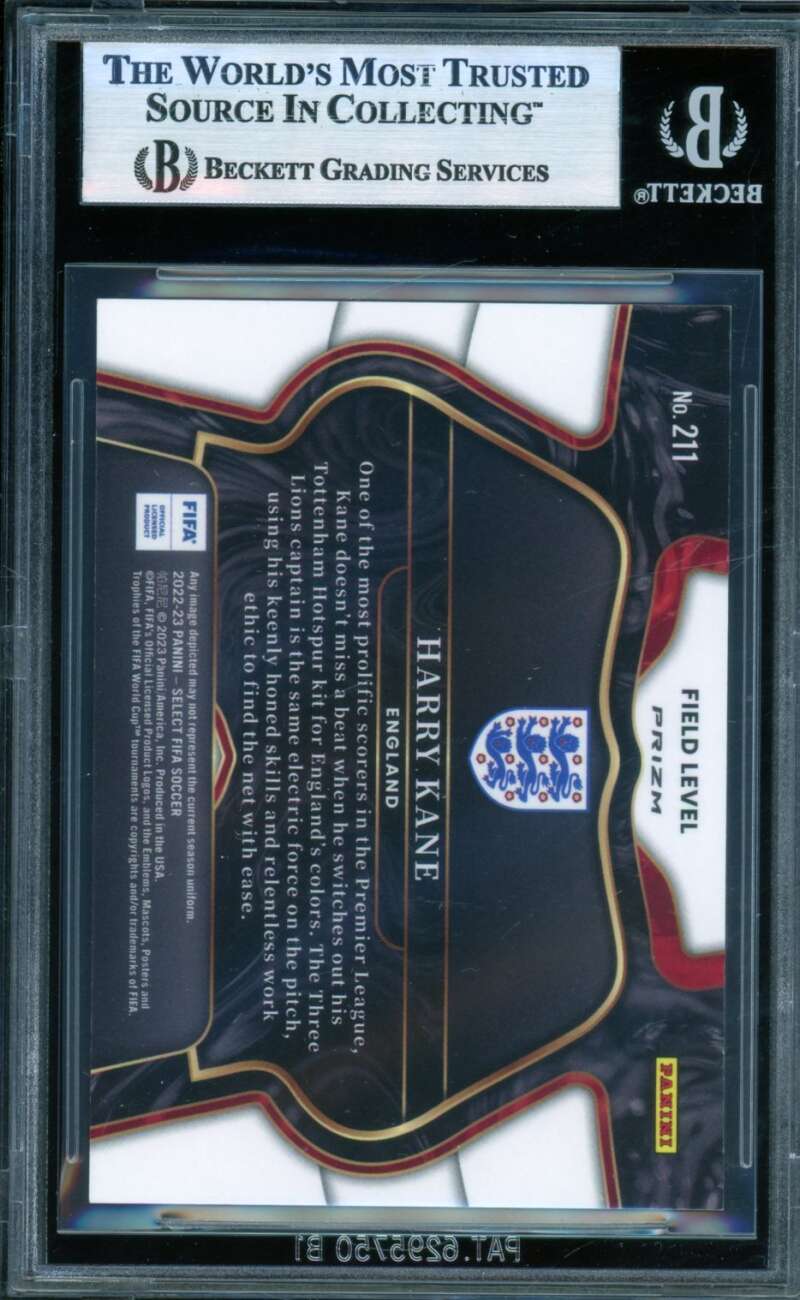 Harry Kane Card 2022-23 Select FIFA Zebra (Missing Serial Number) #211 BGS 7 Image 2