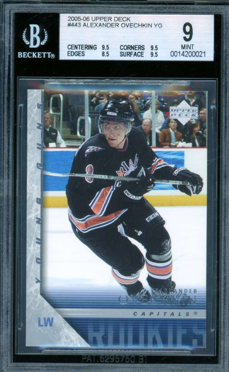 Alexander Ovechkin Rookie Card 2005-06 Upper Deck Young Guns #443 BGS 9 Image 1