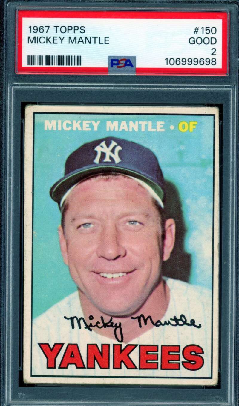 Mickey Mantle Card 1967 Topps #150 PSA 2 Image 1