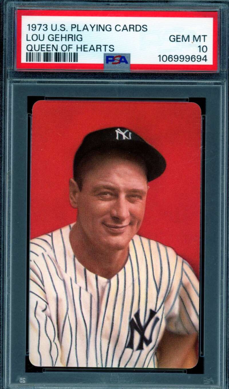 Lou Gehrig Card 1973 U.S. Playing Cards Queen Of Hearts #nno PSA 10 Image 1