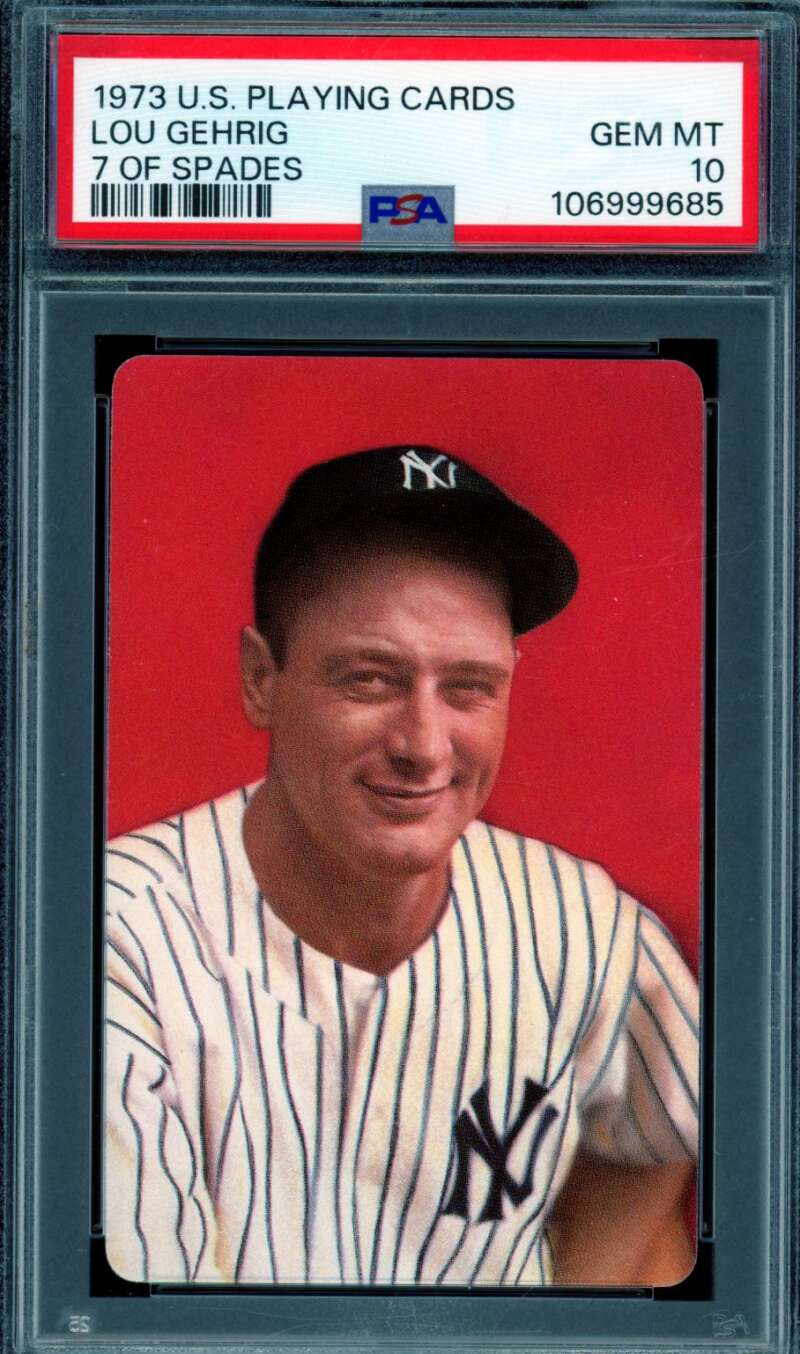 Lou Gehrig Card 1973 U.S. Playing Cards Seven Of Spades #nno PSA 10 Image 1