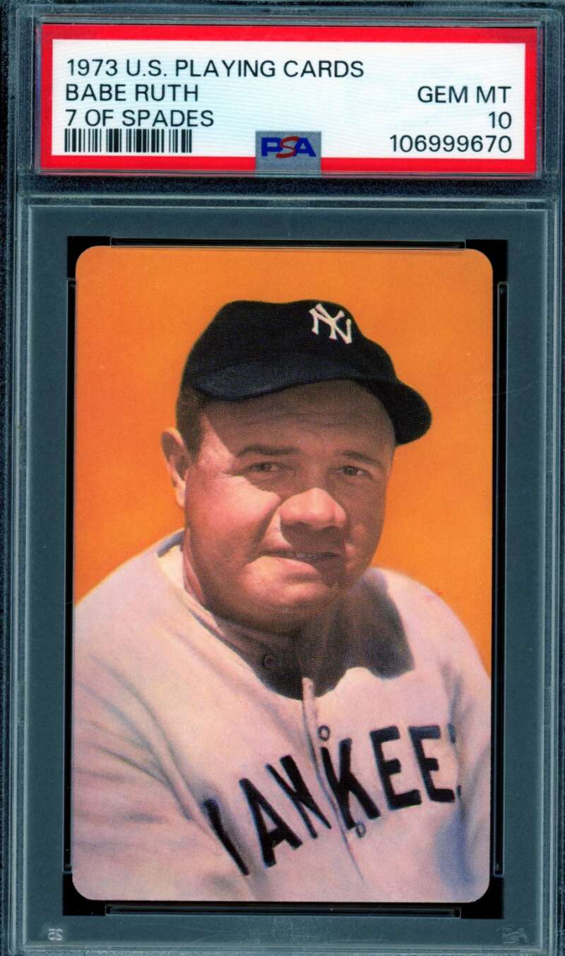 Babe Ruth Card 1973 U.S. Playing Cards Seven Of Spades #nno PSA 10 Image 1