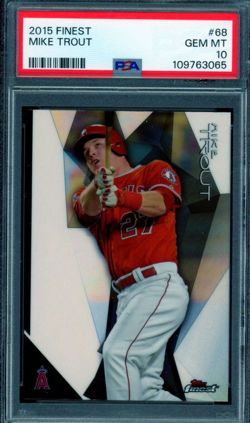 Mike Trout Card 2015 Finest #68 PSA 10 Image 1