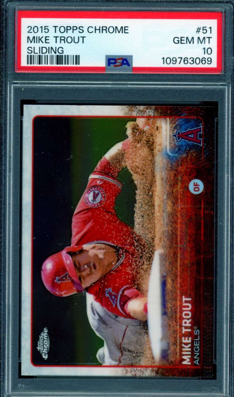 Mike Trout Card 2015 Topps Chrome #51 PSA 10 Image 1