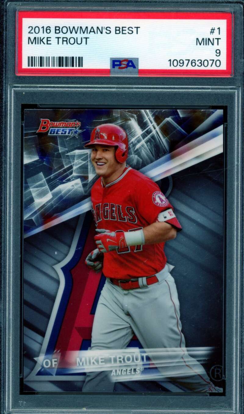 Mike Trout Card 2016 Bowman's Best #1 PSA 9 Image 1