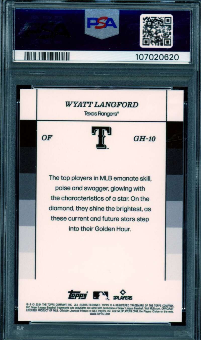 Wyatt Langford Rookie 2024 Topps Black White Golden Hour (10/50) #GH10 PSA 10 Image 2