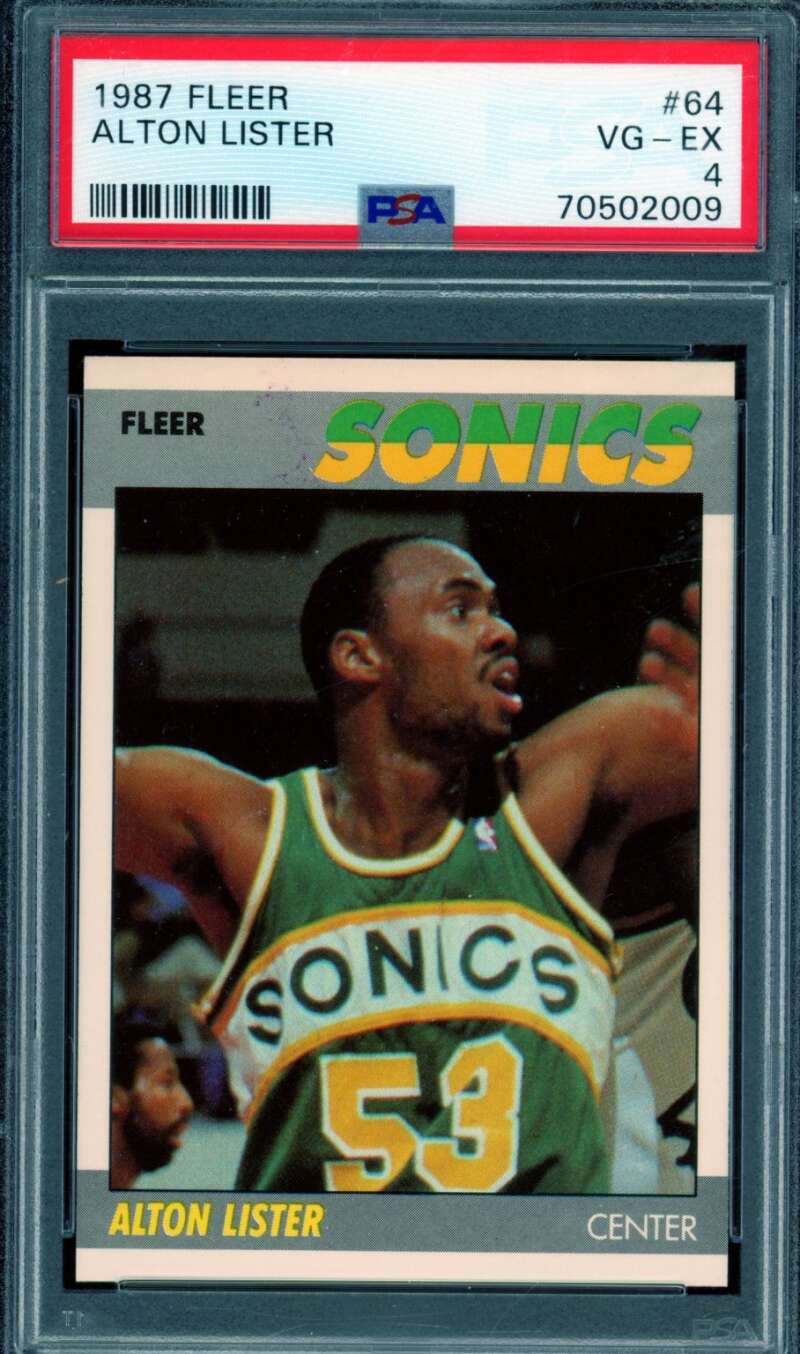 Alton Lister Card 1987-88 Fleer #64 PSA 4 Image 1