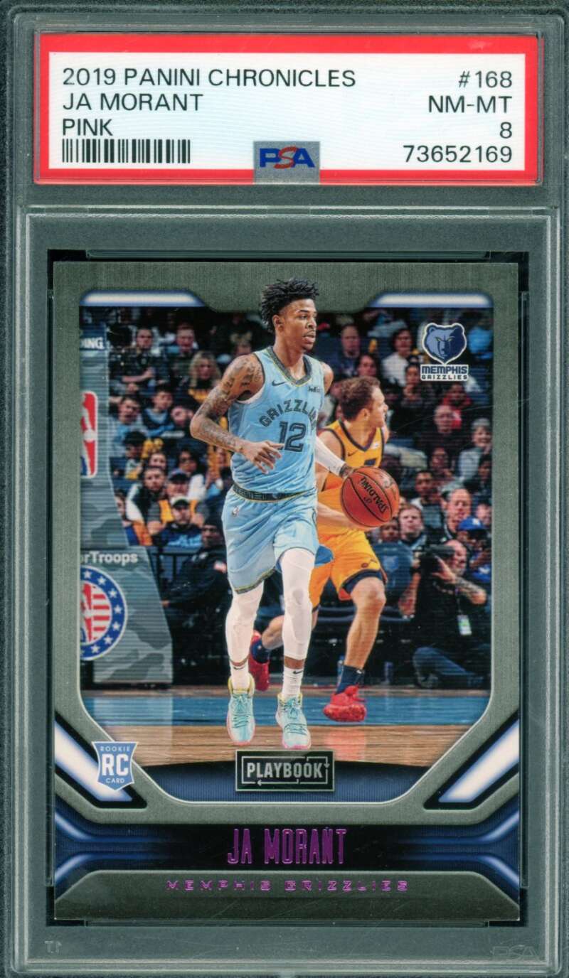 Ja Morant Rookie Card 2019-20 Panini Chronicles Pink #168 PSA 8 Image 1