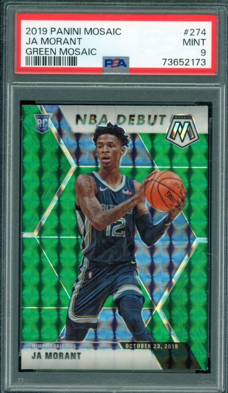 Ja Morant Rookie Card 2019-20 Panini Mosaic Green Mosaic #274 PSA 9 Image 1