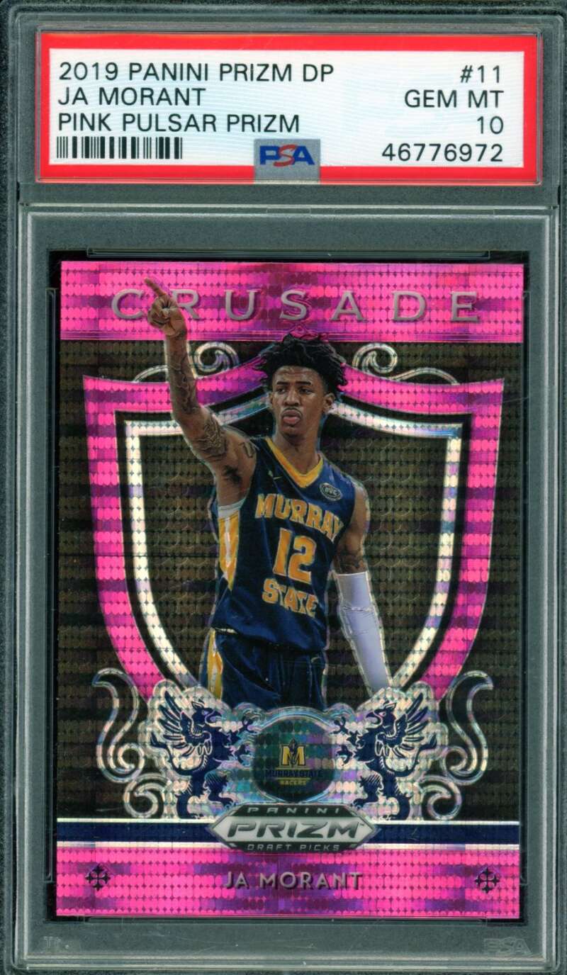 Ja Morant Rookie Card 2019-20 Panini Prizm DP Pink Pulsar #11 PSA 10 Image 1