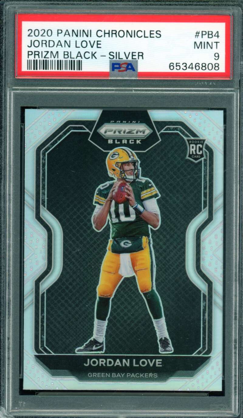 Jordan Love Rookie Card 2020 Panini Chronicles Prizm Black Silver #Pb4 PSA 9 Image 1