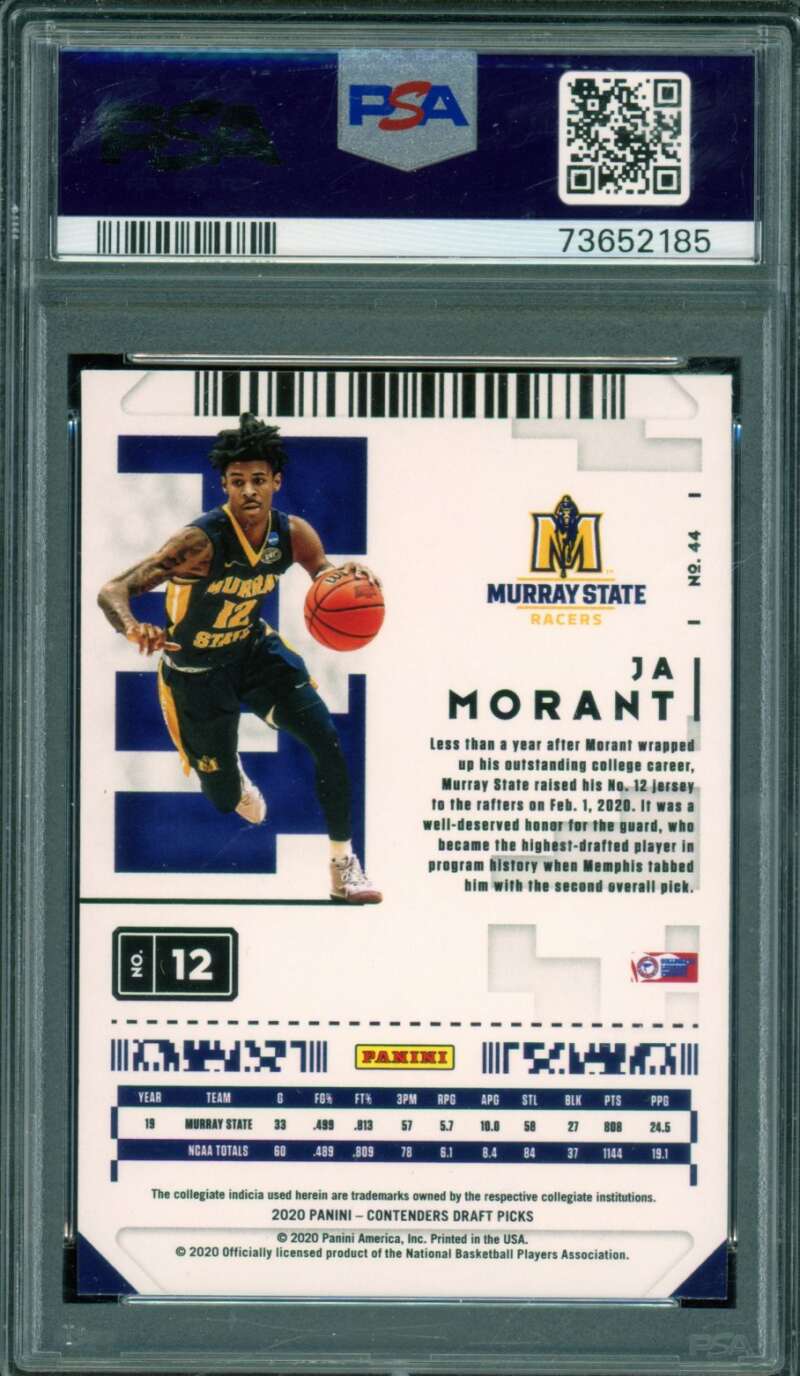 Ja Morant Card 2020-21 Panini Contenders DP Green Explosion (pop 10) #44 PSA 10 Image 2