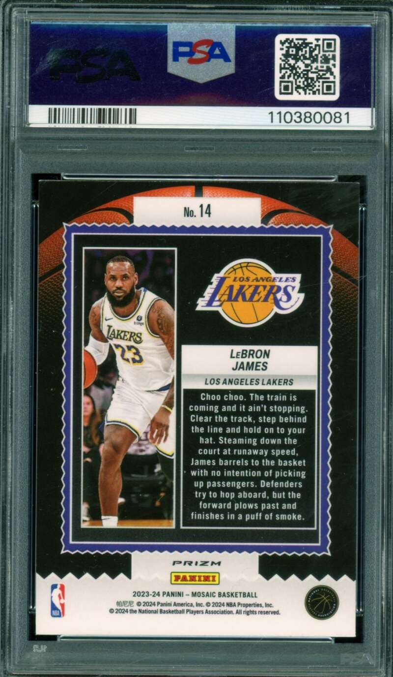 LeBron James Card 2023-24 Mosaic Jam Masters Mosaic #14 PSA 9 Image 2